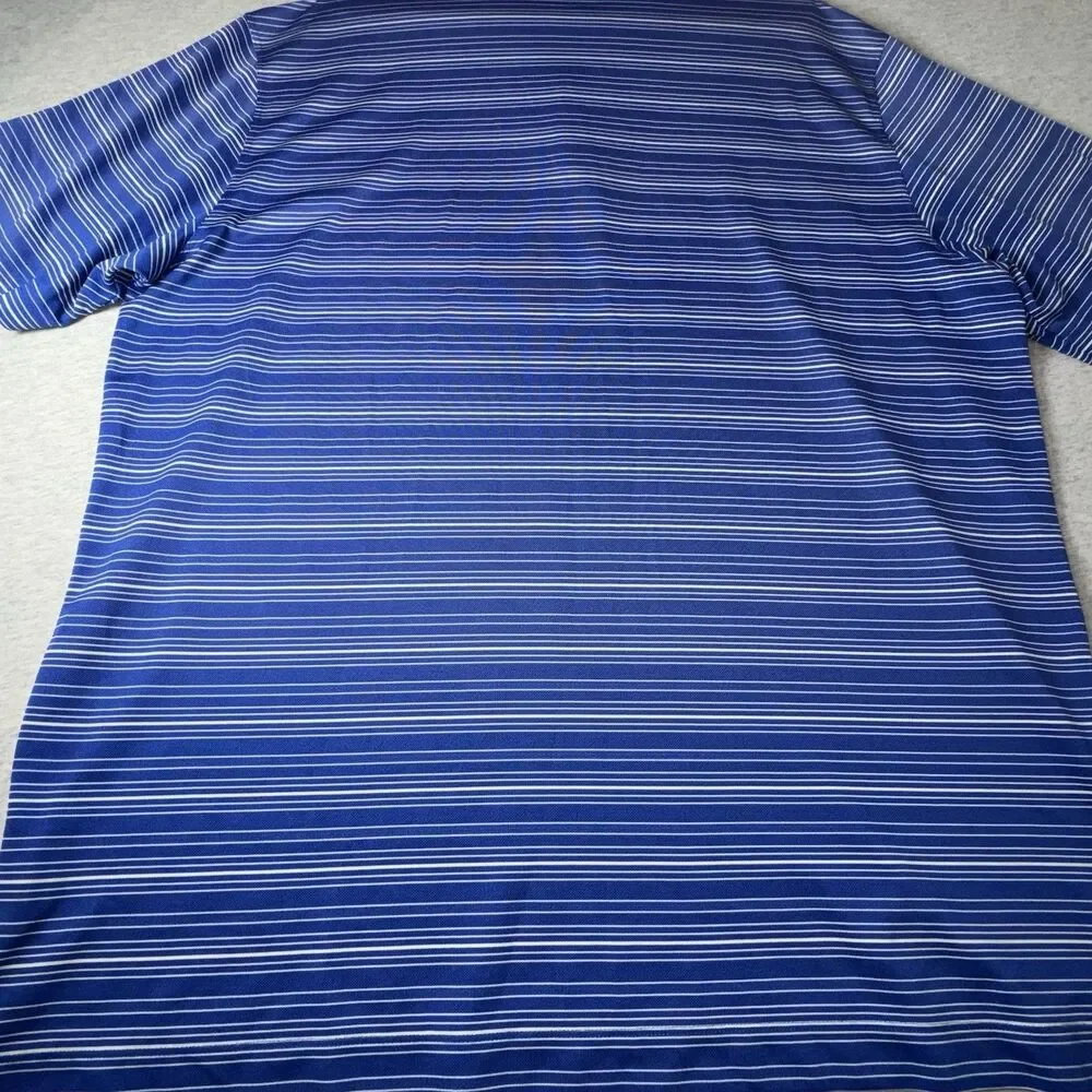 Nike Golf Dri-FIT Mens Polo Shirt XXL Blue/White Striped Short Sleeve Polyester